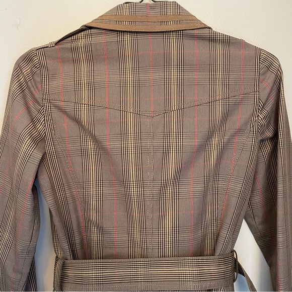 BODEN - Tan Plaid Pattern Belted Trench Coat - Size 4 US - Picture 3 of 8